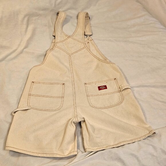 Dickies Overall Shorts Women’s Size M Beige Denim Jean Material - Picture 7 of 12